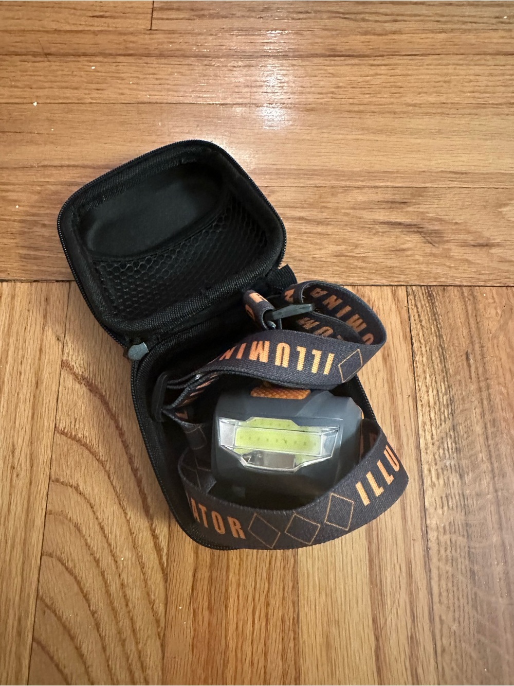 Headlamp with Adjustable Orange & Black Strap